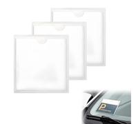 VBGURR 3 pezzi Porta permesso di parcheggio per parabrezza auto, porta permesso auto autoadesivo, porta targa e badge universale per auto, furgoni, roulotte - Porta carte in PVC trasparente