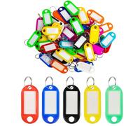 VBKITW 50 Pezzi Portachiavi, Targhette Portachiavi Plastica Scrivibile con Etichetta per Valigie Chiavi per Animali Domestici
