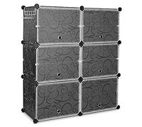 VBNCUUIOPO Armadio scarpiera fai da te in plastica cubo scaffalatura con ganci 10 scomparti e 6 ante 80 x 30 x 91 cm