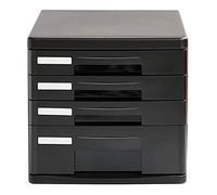 VBNCUUIOPO Cassettiera armadietto con 4 cassetti schedario da tavolo con cassetto portaoggetti (colore: nero Dimensioni: 26,3 x 25 x 34 cm)
