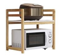 VBNCUUIOPO Mensola in legno massello da cucina rack forno a microonde rack casa 2 rack portaoggetti multifunzione mensola spaziale (colore: marrone Dimensioni: 56 37 31 cm)