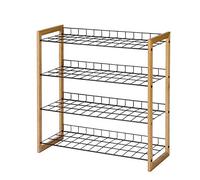 VBNCUUIOPO Organizer per armadio a 4 ripiani in ferro battuto, combinazione di scarpe domestiche, scarpiera semplice a 4 strati, in legno naturale