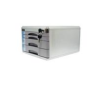 VBNCUUIOPO Organizer per cassetti da scrivania in lega di alluminio a 4 strati per giornali cassetto con serratura organizer per cassetti da scrivania 30 36 20,8 cm (colore grigio) (dimensioni: 4