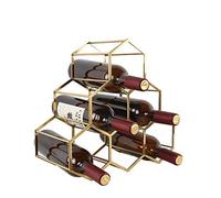VBNCUUIOPO Portabottiglie in metallo per bottiglie di vino - ripiani per vino può contenere 6 bottiglie di vino rack per gli amanti del vino (colore: oro Dimensioni: 35 x 34 x 17 cm)