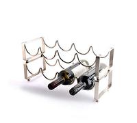 VBNCUUIOPO Portabottiglie per 4 bottiglie da tavolo in metallo con 2 ripiani impilabili - Argento-45,5 x 17 x 23 cm Portabottiglie portatile (colore: argento Dimensioni: 45,5 x 17 x 23 cm)