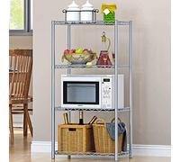 VBNCUUIOPO Scaffale impilabile a 4 ripiani per microonde, scaffale da cucina in filo metallico per forno a microonde con organizer per spezie grigio argento