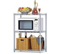 VBNCUUIOPO Scaffale per forno a microonde a 3 ripiani scaffale da cucina multifunzione ripiani aperti (colore: argento Dimensioni: 56 x 80 x 35 cm)