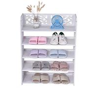 VBNCUUIOPO Scarpiera autoportante scarpiera scaffale 5 ripiani scarpiera in legno scarpiera organizer per scarpe supporto scaffale scolpito bianco (dimensioni: 5 livelli)
