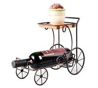 VBNCUUIOPO Vintage Wine Rack Decorazione Casa Ferro Wine Cabinet Display Europeo Retro Stile Minimalista Auto a Quattro Ruote con Fiori 30 X 12.5 X 24.5 cm