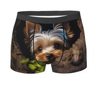 VBNTY A little Yorkshire Terrier - Boxer da uomo, traspirante, elasticizzato, traspirante, traspirante, traspirante, Nero , L