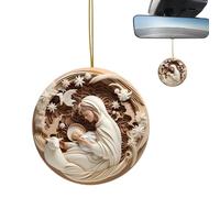 Vbnuyhim Decorazione per albero di Natale, decorazione per presepe 2D, piatta, decorazione per albero di Natale - Gesù Design auto Pasqua cartello di preghiera per decorazione religiosa
