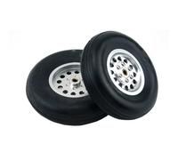 VBNYBA RC Ruote E Pneumatici Compatibile con Mozzo in Alluminio per 1,75" / 2,5" / 3" / 3,5" / 4" /4,5" / 5'' Pollici per Modello di Aereo RC Jet 1 Paio di Ruote in Gomma(1Pair 64mm 2.5INCH)