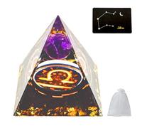 VBNZBK Piramide di Ametista, Cristalloterapia Pietre, 12 Segni Zodiacali, Piramide di Cristallo, con 1 Biglietto e 1 Sacchetto Regalo in Rete, Spirituali Decorazione Regalo per Donne Uomini(Bilancia)