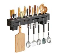 VBNZBK Portacoltelli Per Montaggio a Parete,Scaffale di Stoccaggio Portautensili da Cucina con 6 Gancio,Opzioni di Montaggio Autoadesive/perforanti Portacoltelli a Parete in Acciaio Inox