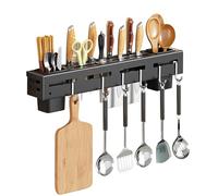 VBNZBK Portacoltelli Per Montaggio a Parete,Scaffale di Stoccaggio Portautensili da Cucina con 6 Gancio,Opzioni di Montaggio Autoadesive/perforanti Portacoltelli a Parete in Acciaio Inox