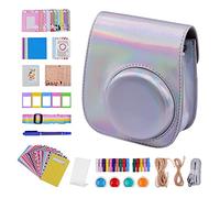 VBPCEFZTLK Borsa da borsa portatile for fotocamera istantanea PU. Cinturino for cintura in pelle adatta for Fujifilm Fit for Fuji Mini 11 borsa fotografica(Silver Set)