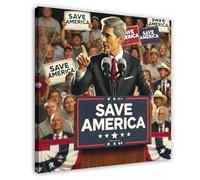 VBQHIR Poster su tela "Save America" con rally politico, decorazione per camera da letto, paesaggio, regalo, 50 x 50 cm