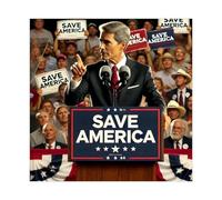 VBQHIR Poster su tela "Save America" con rally politico, decorazione per camera da letto, paesaggio, regalo, 50 x 50 cm
