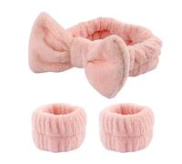 VBSJAH Fascia per capelli per il lavaggio del viso, in morbido pile di corallo per la cura della pelle del viso, fascia assorbente con fiocco,fascia elastica per capelli per la doccia e lo sport