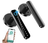 VBUFKRIT Maniglia biometrica intelligente per porta con impronta digitale, tastiera con codice di accesso, per camera da letto, hotel, ufficio, appartamento (nero)