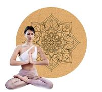 VBVARV Tappetino Yoga in Sughero Tappetino Rotondo per Yoga Caldo Antiurto Antiscivolo Tappetino per Esercizi Ecologico Extra Spesso per Bikram, Hot Yoga E Allenamenti,03,70cm