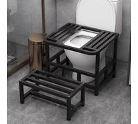 VBVARV Telaio Conversione WC alla Turca Poggiapiedi, Aiuto per La Transizione da WC A WC alla Turca, Telaio Ergonomico con Design Ad Arco Rinforzato,Nero