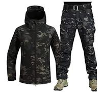 VBVARV Uniforme Combattimento Uomo Tattico Militare Impermeabile Tuta Combattimento dell'Esercito Imposta Giacca Softshell Mimetica Pantaloni Vestiti Caccia,Cpblack,XXL