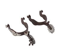 VBXCMLDPO 2 Pezzi di speroni da Cavallo da Cowboy, speroni da Equitazione in Acciaio al Carbonio antiruggine con Icona di Mucca, speroni equestri retrò per Stivali da Cavallo, Attrezzatura d