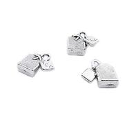 VC3D4W - Confezione da 30 ciondoli in argento anticato, per creazione di artigianato, perline e bustine di tè, confezione da tè