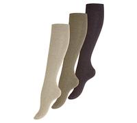 VCA® - 3 paia di calzini da donna al ginocchio, morbidi polsini, non elastici, senza cuciture.