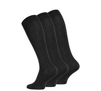 VCA Calze al ginocchio da uomo (3 paio) in cotone con elastico confortevole, Nero , 39-42