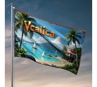 Vcalica - Bandiera decorativa per la camera da letto, 30 x 45 cm, motivo: un paradiso tropicale con barche a vela e palme
