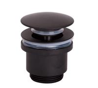 VCC008, Piletta click clack adatta per lavabi e bidet, colore nero opaco, facile installazione, universale, con o senza troppopieno