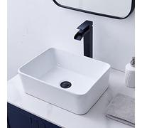 VCCUCINE Lavello rettangolare a vasca, 40,6 x 30,5 cm, piccola vaschetta da bagno, lavabo in ceramica bianca sopra il lavabo da banco