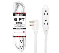 VCCUIOB 6 Ft Extension Cord with 3 Electrical Power Outlet - 16/3 Durable White Cable