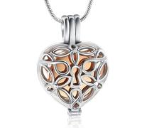 VCCWYQK Albero della vita, collana con urna a forma di cuore per cenere con fiale cave, cilindro, cremazione, gioielli Keepsake Memorial Lockets per donne uomini animali domestici, Acciaio