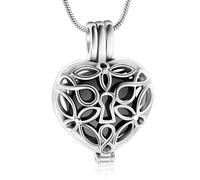 VCCWYQK Albero della vita, collana con urna a forma di cuore per cenere con fiale cave, cilindro, cremazione, gioielli Keepsake Memorial Lockets per donne uomini animali domestici, Acciaio
