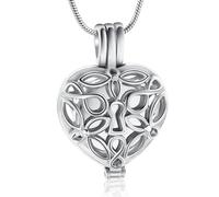 VCCWYQK Albero della vita, collana con urna a forma di cuore per cenere con fiale cave, cilindro, cremazione, gioielli Keepsake Memorial Lockets per donne uomini animali domestici, Acciaio