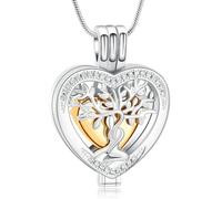 VCCWYQK Albero della vita, collana con urna a forma di cuore per cenere, per donne, cremazione dei gioielli Memorial Cenere, regalo per i propri cari, Acciaio inossidabile, Nessuna pietra preziosa