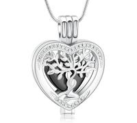 VCCWYQK Albero della vita, collana con urna a forma di cuore per cenere, per donne, cremazione dei gioielli Memorial Cenere, regalo per i propri cari, Acciaio inossidabile, Nessuna pietra preziosa