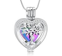 VCCWYQK Albero della vita, collana con urna a forma di cuore per cenere, per donne, cremazione dei gioielli Memorial Cenere, regalo per i propri cari, Acciaio inossidabile, Nessuna pietra preziosa