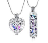 VCCWYQK Albero della vita, collana con urna per cenere, gioielli con flaconcino cavo, cilindro Keepsake Memorial Lockets per donne uomini animali domestici, misura unica, Acciaio inossidabile, Nessuna