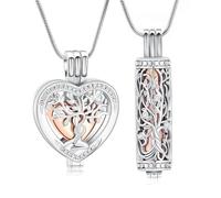 VCCWYQK Albero della vita, collana per urna per cenere, gioielli con flaconcino cavo, cilindro Keepsake Memorial Lockets per donne uomini animali domestici, One size, Acciaio inossidabile, Non pietra