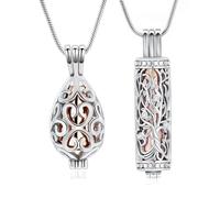 VCCWYQK Albero della vita, collana per urna per cenere, gioielli con flaconcino cavo, cilindro Keepsake Memorial Lockets per donne uomini animali domestici, One size, Acciaio inossidabile, Non pietra