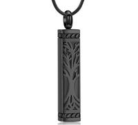 VCCWYQK Albero della vita Urna Collane per ceneri cremazione gioielli cubo cenere keepsake collana bar urna ciondolo per donne uomini, One szie, Acciaio inossidabile, Nessuna pietra preziosa