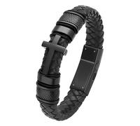 VCCWYQK Bracciale Croce Urna per Asche, vero cuoio, Asche commemorativa, gioielli, bracciale per urne, ricordo, bracciale da uomo, 24 cm, Pelle, Non pietra preziosa