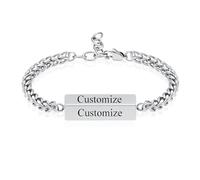 VCCWYQK Bracciale per ceneri da uomo e da donna, regolabile, in acciaio inox, con asta rettangolare, Anpassen, Acciaio inossidabile, Senza Gemstone