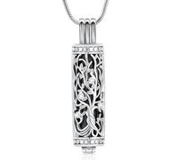 VCCWYQK Cilindro Cremazione Gioielli Albero della Vita Urna Ceneri Collana per Donne Uomini Bottiglia Cremazione Ciondolo Ceneri Amati Gioielli Memoriali, 1,2 cm x 4 cm, Acciaio inossidabile, Non