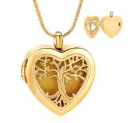 VCCWYQK Collana a forma di cuore urna per cenere commemorativa armadietti per cenere in acciaio inox cremazione Keepsake per tenere immagine/cenere/capelli et, misura unica, Acciaio inossidabile