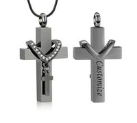 VCCWYQK Collana a forma di urna a croce per cenere, in acciaio inox Memorial Cenere, con ciondolo a forma di urna, per adulti, misura unica, Acciaio inossidabile, Nessuna pietra preziosa